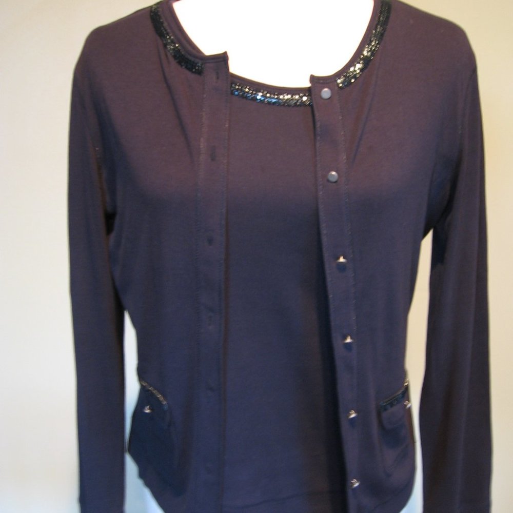 European Two-Piece Jacket & Tee w/ Embellishments